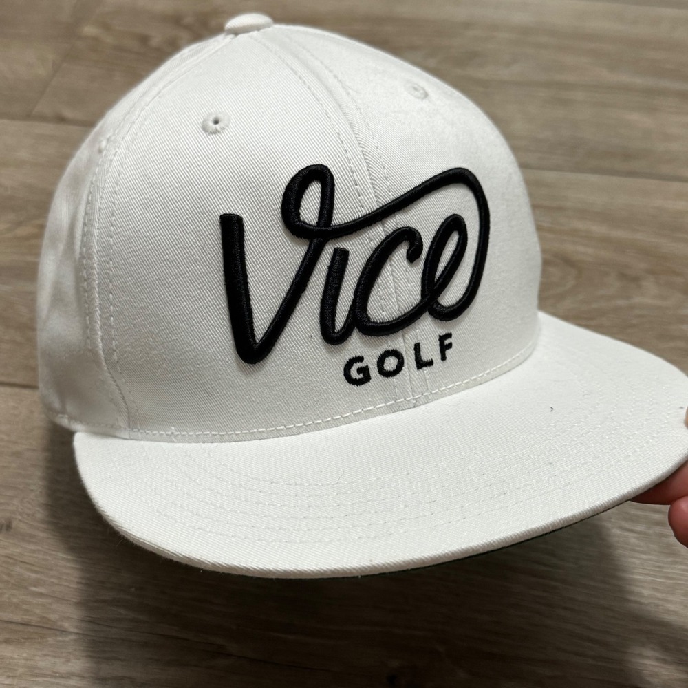 Vice Golf White Snapback Hat Embrace Your Vice Flat Brim Script Logo Cap Mens